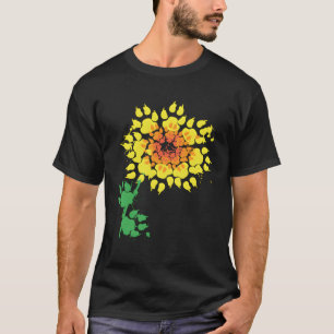 Funny Dog Sonnenblume Paw Print Geschenk Tierliebh T-Shirt