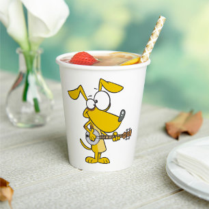 Funny Dog spielt Banjo Music Pappbecher