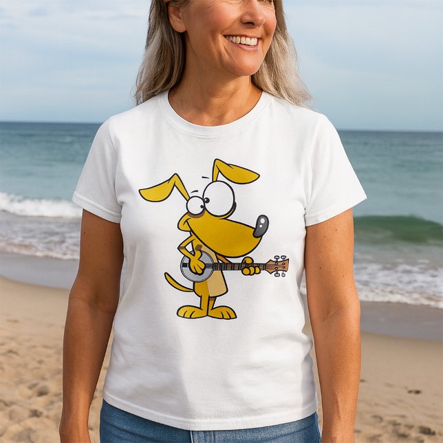 Funny Dog spielt Banjo Music T-Shirt (Von Creator hochgeladen)