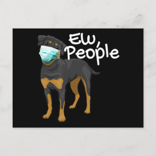 Funny Dog Tragen eines Maskensymbols - Rottweiler Postkarte