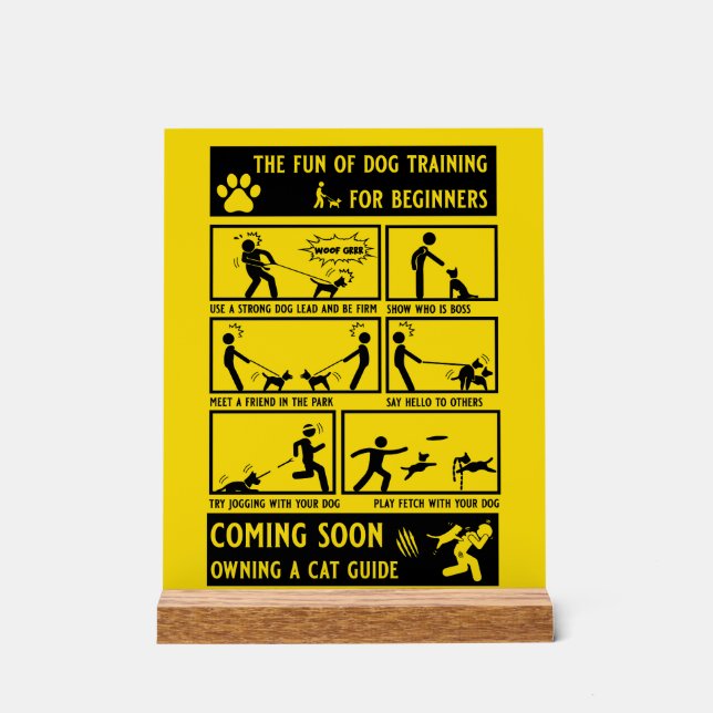 Funny Dog Training Instruction Manual Acrylschild (Vorderseite)