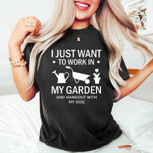 Funny Dog und Gartenarbeit Lover Black T-Shirt