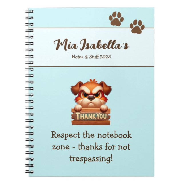 Funny Dog Vielen Dank Paws Notebook individuell an Notizblock (Vorderseite)