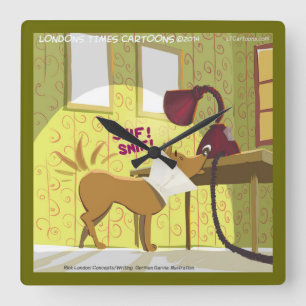 Funny Dog W/Cone Sniffing Lamp Wall Clock Quadratische Wanduhr