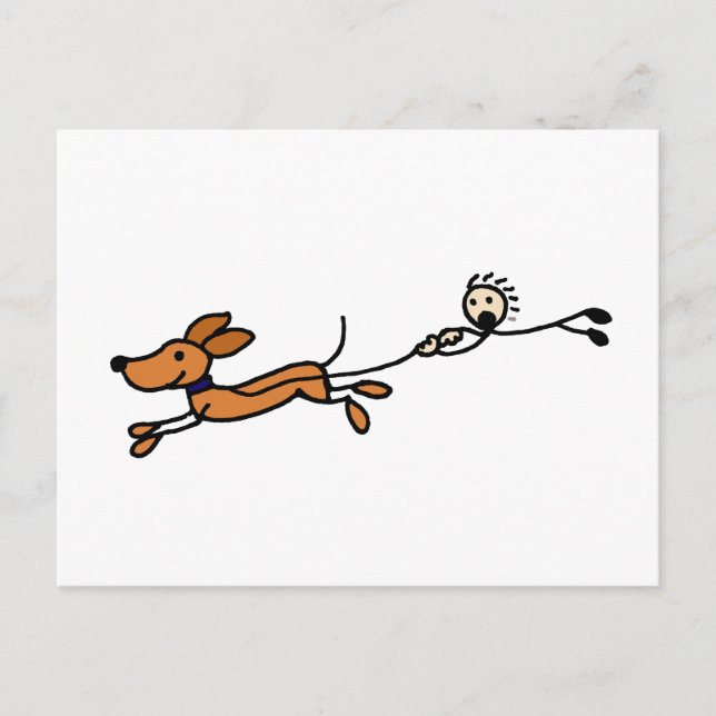 Funny Dog Walk Cartoon Original Postkarte (Vorderseite)