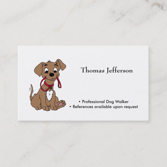 Funny Dog Walker Business Card Treuekarte (Vorderseite)