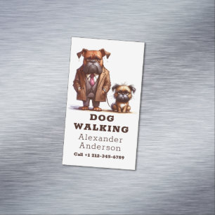 Funny Dog Walker Walking Haustier Sitzen Magnetische Visitenkarte