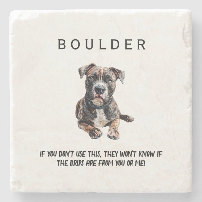 Funny Dog Watercolor Image  Steinuntersetzer (Vorderseite)