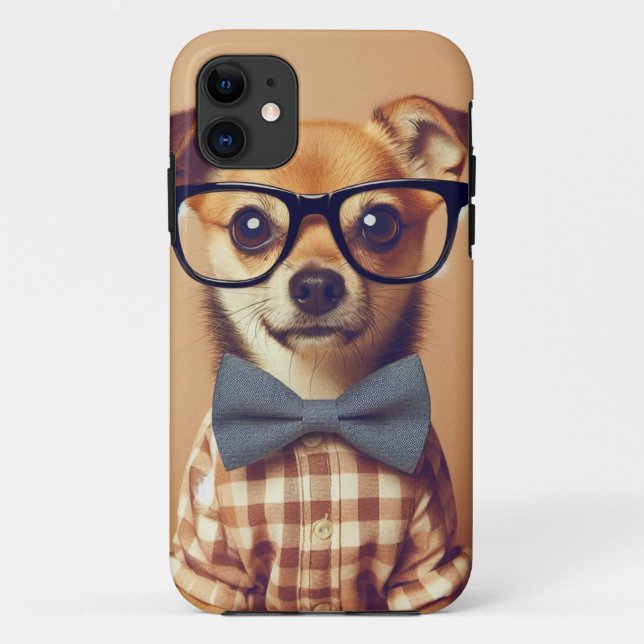 Funny Dog Wearing Brillen und Bowtie Case-Mate iPhone Hülle (Rückseite)