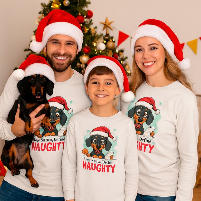 Funny Dog Weihnachtsfamilie Santa Definition naugh T-Shirt (Von Creator hochgeladen)
