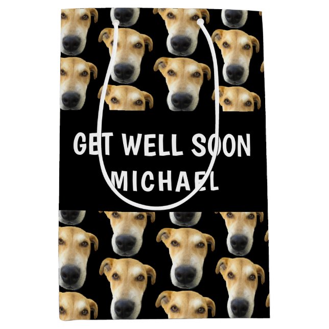Funny Dog wird bald gut Personalisiert Mittlere Geschenktüte (Vorderseite)