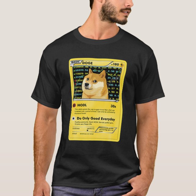 Funny Dogecoin Doge HODL Card Crypto Meme Men Kids T-Shirt (Vorderseite)