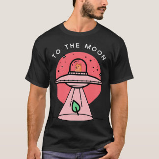 Funny Dogecoin Ufo to the Moon Hodl Doge Alien Abd T-Shirt