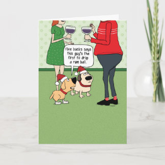 Funny Dogs am Party Weihnachtskarte Feiertagskarte