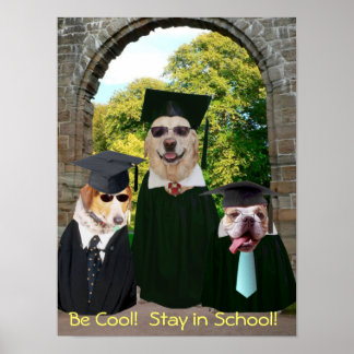 Funny Dogs Bleibe in School Poster