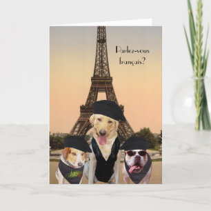 Funny Dogs French Birthday Karte