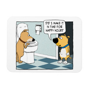 Funny Dogs Happy Hour at Toilet Bowl Magnet