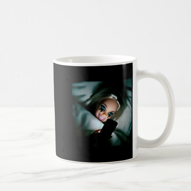 Funny Doll Crying Face Meme Scrolling Sarcastic Hu Kaffeetasse (Rechts)