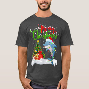 Funny Dolphin Fisch Lover Xmas Lighting Dolphin Ch T-Shirt
