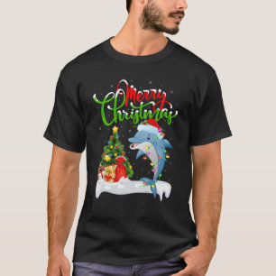 Funny Dolphin Fisch Lover Xmas Lighting Dolphin Ch T-Shirt