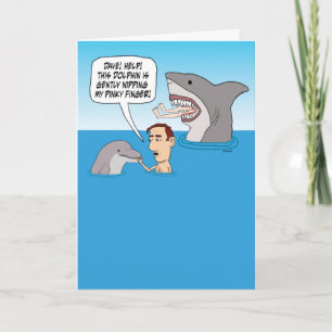 Funny Dolphin Nip und Shark Bite Birthday Karte