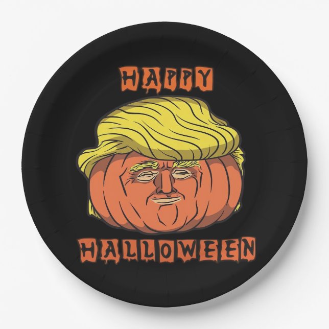 Funny Donald Pumpkin Halloween Pappteller (Vorderseite)