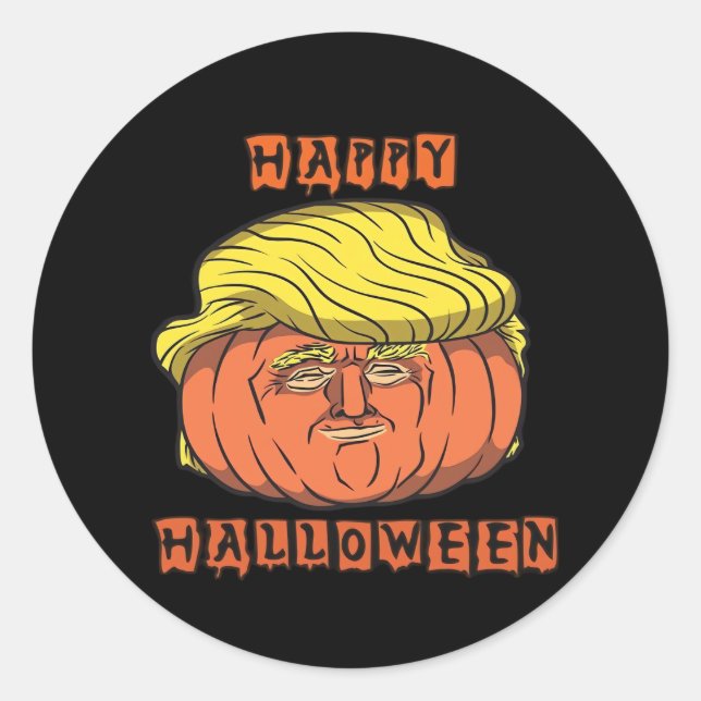 Funny Donald Pumpkin Halloween Runder Aufkleber (Vorderseite)