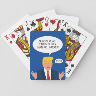 Funny Donald Trump Cartoon Poker spielt Karten Spielkarten