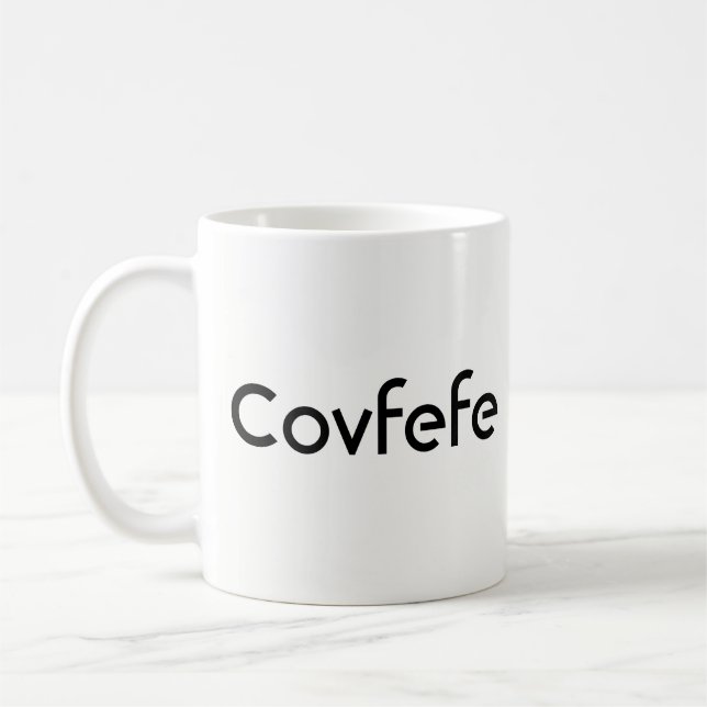 Funny Donald Trump "Covfefe" Kaffeetasse (Links)