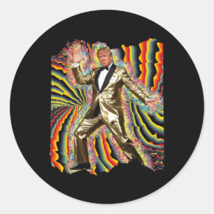 Funny Donald Trump Disco Tancing 60er 70er 80er Pr Runder Aufkleber
