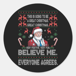 Funny Donald Trump frohe Weihnachten Xmas Pajamas  Runder Aufkleber