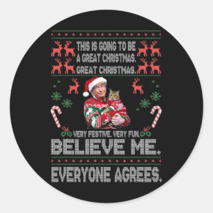 Funny Donald Trump frohe Weihnachten Xmas Pajamas Runder Aufkleber