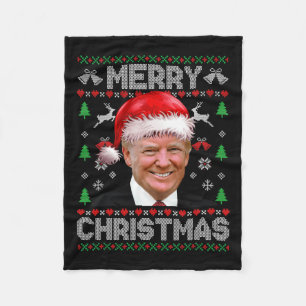 Funny Donald Trump frohe Weihnachtsfamilie Ugly Sw Fleecedecke