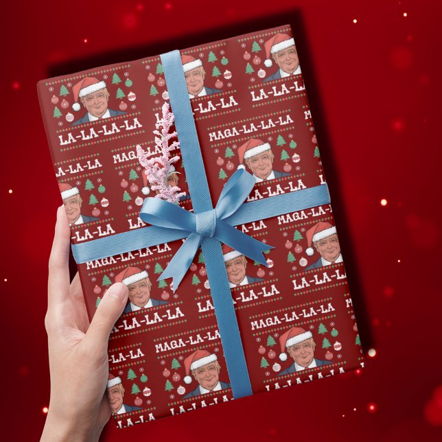 Funny Donald Trump Maga La La La La Ugly Weihnacht Geschenkpapier (Von Creator hochgeladen)