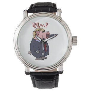 Funny Donald Trump Pig Politischer Cartoon Armbanduhr