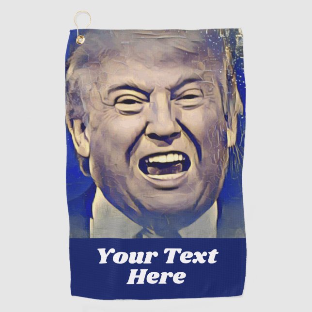 Funny Donald Trump Politischer Blue Custom Golfhandtuch (Vorderseite)
