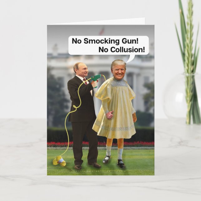 Funny Donald Trump Putin Smocking Gun Joke Karte (Vorderseite)