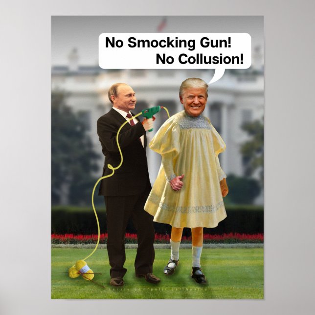Funny Donald Trump Putin Smocking Gun Joke Poster (Vorne)