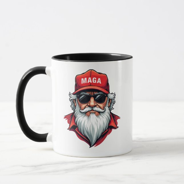 Funny Donald Trump Santa Claus MAGA Weihnachten Tasse (Links)