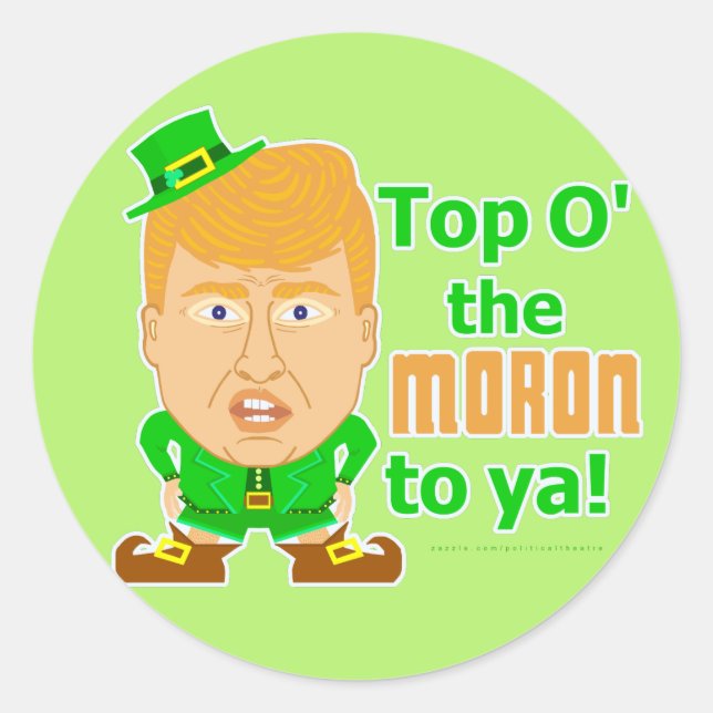 Funny Donald Trump St Patricks Day Leprechaun Runder Aufkleber (Vorderseite)