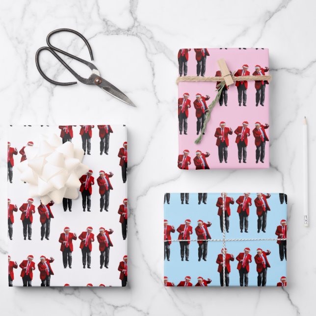 Funny Donald Trump tanzt Präsident Weihnachten Geschenkpapier Set (Vorderseite)