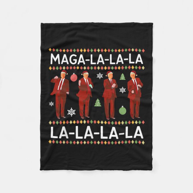 Funny Donald Trump Ugly Weihnachtssüßer. La La L Fleecedecke (Vorderseite)
