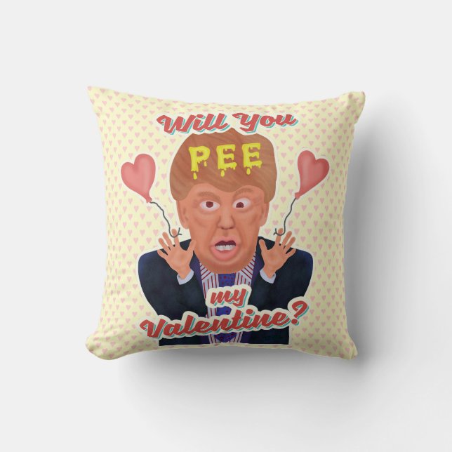 Funny Donald Trump Valentine's Day Pee Tape Joke Kissen (Vorderseite)