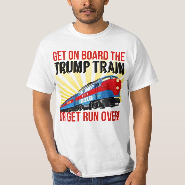 Funny Donald Trump Zug oder Lauf über T - Shirt (Vorderseite)