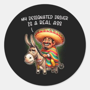 Funny Donkey mein designter Fahrer ist ein echtes  Runder Aufkleber