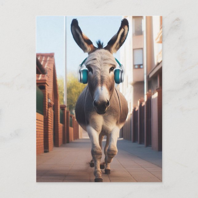 Funny Donkey - Musik auf einem Jog Postkarte (Vorderseite)