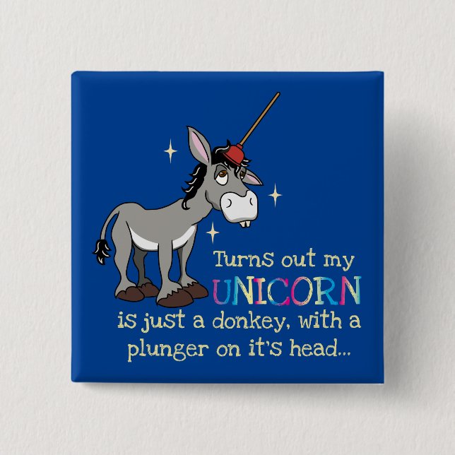 Funny Donkey Unicorn T - Shirt Button (Vorderseite)