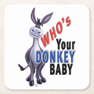 Funny Donkey, wer ist dein Donkey Baby? Rechteckiger Pappuntersetzer