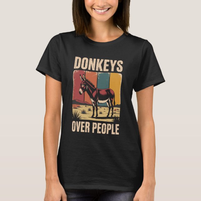 Funny Donkeys Over People Donkey T-Shirt (Vorderseite)