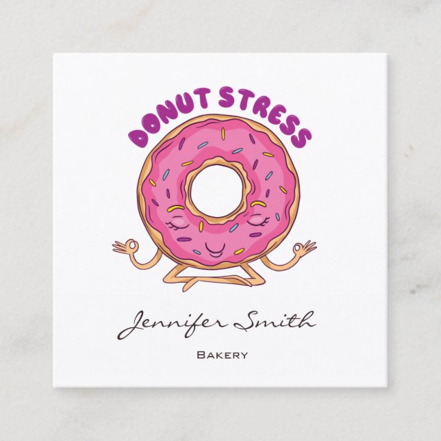 Funny Donut Bäckerei Square Business Card Quadratische Visitenkarte (Vorderseite)